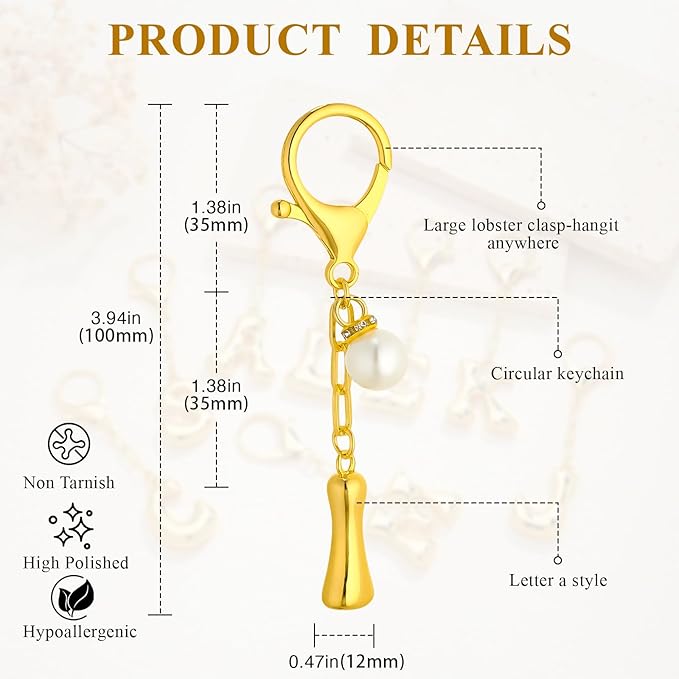 VICKHU Gold Plated Bubble Initial Letter Cute Keychain for Women Car Key Purse Decorative Keyring Handbag Charms Fashion