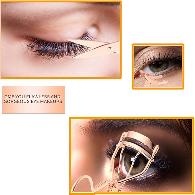 Arroyner 5 Pieces Eyelash Applicator Tool False Eyelashes Applicator Eyebrow Curler Eyebrow Scissors (Rose Golden)