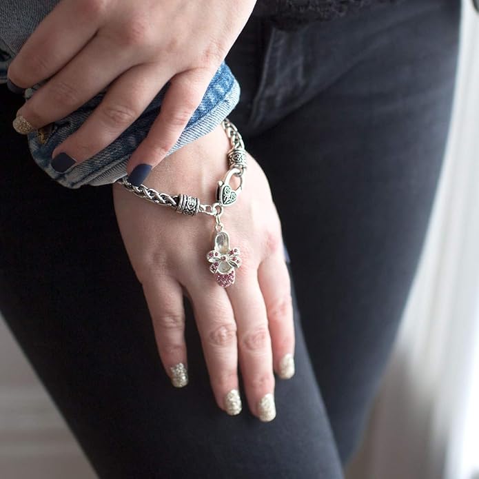 Inspired Silver - Silver Customized Charm Bracelet with Cubic Zirconia Jewelry
