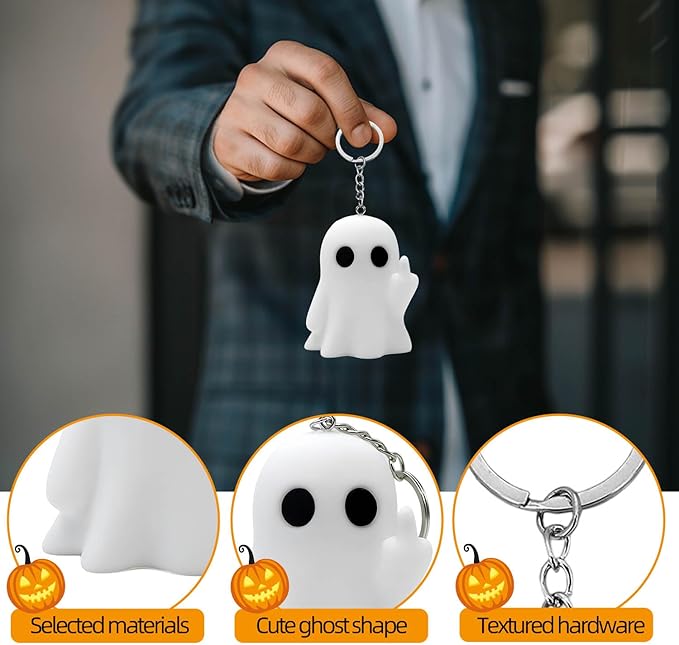 Halloween Funny Keychain, Cute Ghost Pendant Keyrings for Men, Unique Cool Gifts for Women Teens Couples Friends