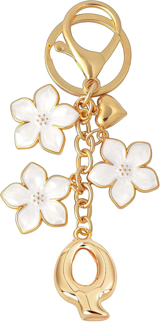Snycler Bubble Initial Keychain Graceful Flower for bags car remote–A-Z Letter Charms for Women
