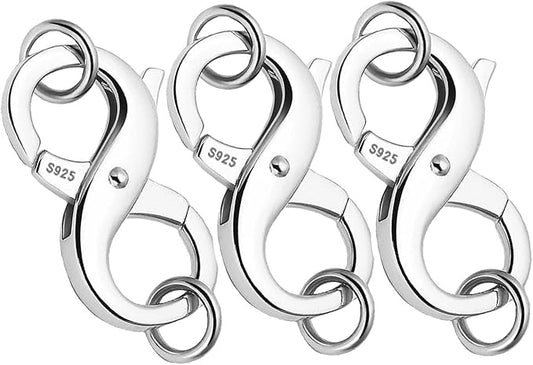 Dailyacc S925 Double Opening Lobster Clasp Sterling Silver and Gold Necklace Bracelet Extender Clasps and Closures for DIY Jewelry
