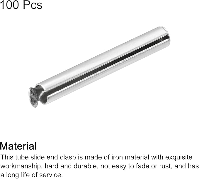 uxcell 100Pcs Slide on End Clasps, 30mm Tube Ball Bead Slider Crimp Ends for Multi-Strand DIY Craft Making, Silver White