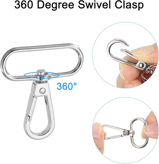 uxcell 12 Pcs Swivel Clasp Hook, 1.5" Purse Snap Clasps Detachable for Bag, Silver