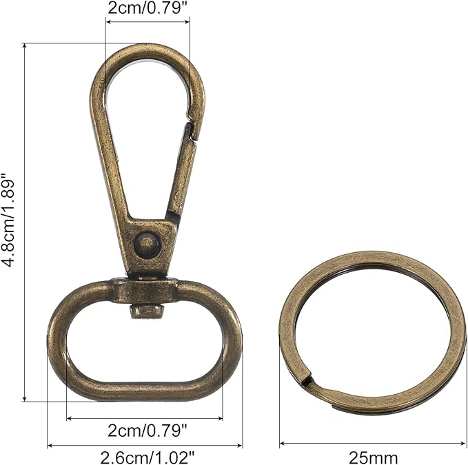 uxcell 12 Pcs Swivel Clasp Hook, 0.79" Purse Snap Clasps Detachable for Bag, Bronze