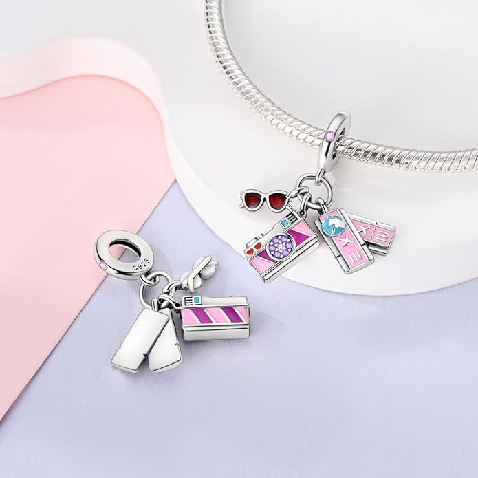 NARMO Charms for Bracelets 925 Sterling Silver Star Dangle Charms Car Keys Lipstick Dangle Charm Beads for Women Bracelets Necklace