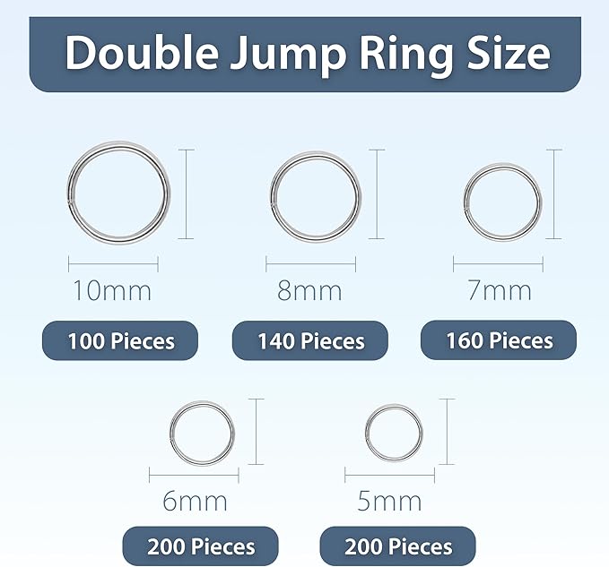 Mandala Crafts Assorted Stainless Steel Double Jump Rings for Jewelry Making - 800 Pcs Small Split Key Rings Set for Crafts, DIY Keychains, and Accessories