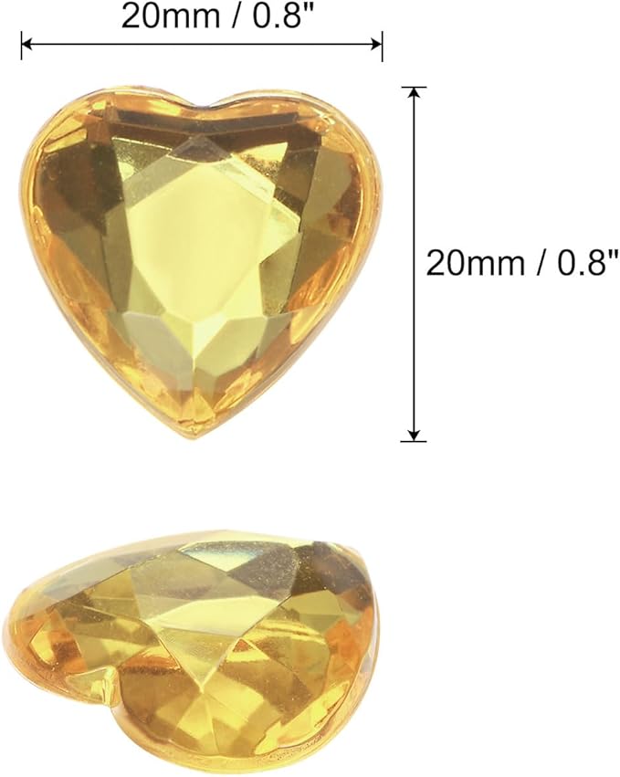 MECCANIXITY 40 Pcs Acrylic Heart Rhinestone 20mm Flat Back Plastic Gems Jewelry Stickers for Craft Bead Face Painting Costume Jewelry Making Light Brown