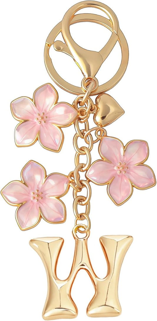 Snycler Bubble Initial Keychain Graceful Flower for bags car remote–A-Z Letter Charms for Women