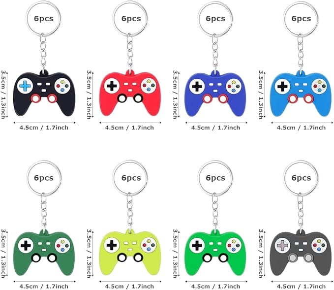 24PCS Video Game Party Favors, Mini Game Controller Keychains, Goodie Bags Keychain, Game Controller Theme Gift for Child Birthday Party, 8 Colors (24pcs)