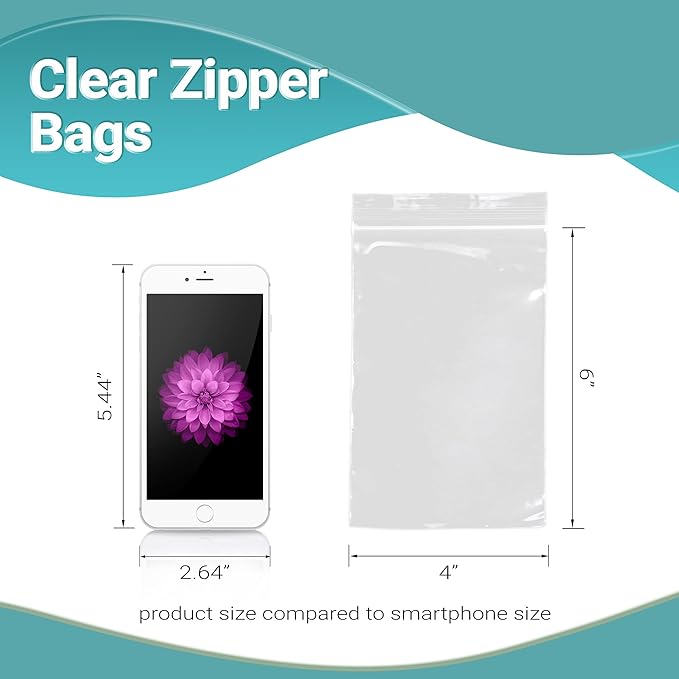 APQ Clear Plastic Reclosable Zipper Bags, 4 x 6 Inches. Pack of 1000 Reclosable Plastic Bags with Zipper Closure. 2 Mil Plastic Jewelry Bags. Waterproof Reclosable Zip Bags for Industrial Use
