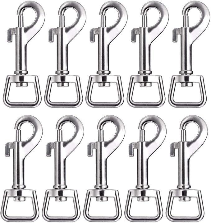 Swivel Snap Hooks, Lucky Goddness 20pcs Metal Heavy Duty Square Eye Clasp Buckle Trigger Clip Multipurpose- Best for Spring Pet Buckle, Key Chain for Linking Dog Leash Collar, Handmade Crafts Project