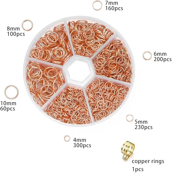 1051Pcs O Ring Connectors Metal Open Jump Rings Set Golden 304 Stainless-Steel Jump Rings for Jewelry Making Connectors (4mm 5mm 6mm 7mm 8mm 10mm)