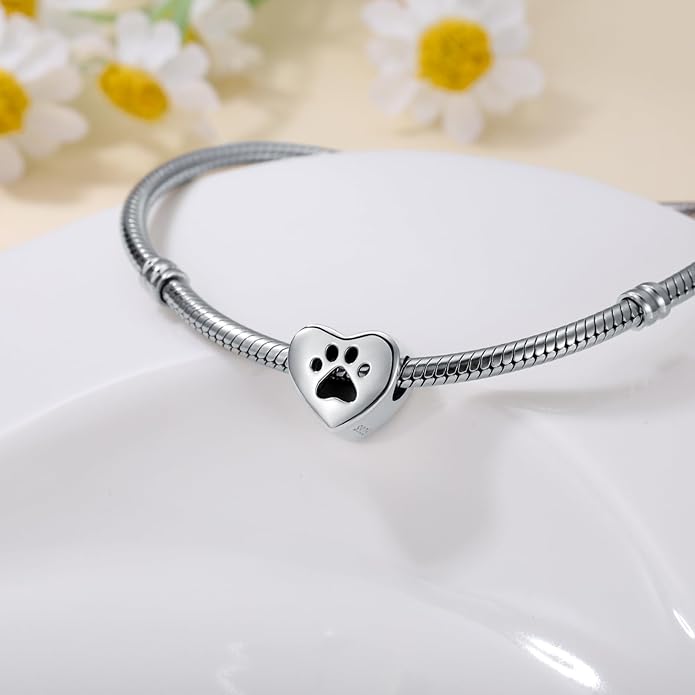 LONAGO 925 Sterling Silver Personalized Photo Charm Fit Compatible for Bracelet Necklace Customized Heart Round Shape Picture Bead