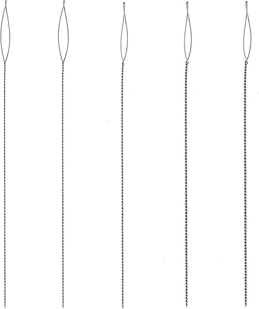 The Beadsmith Basic Elements Collapsible Eye Needles – 2.5 Inch Long – Flexible Twisted Wire – Large Eye, Easy to Thread – 5 Needles in Assorted Sizes