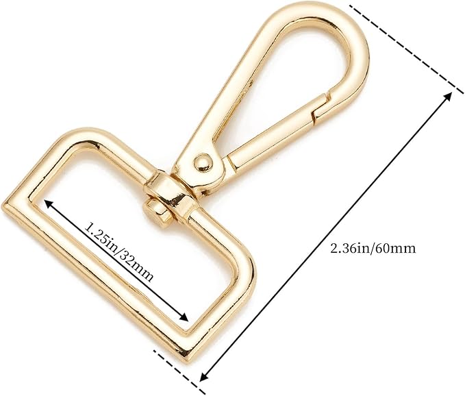 9 Pcs D Ring Swivel Lobster Claw Clasp Push Gate Snap Hooks Trigger Clips for DIY Crafts Keychain Purse Handbag Making,1-1/4 Inch Glod