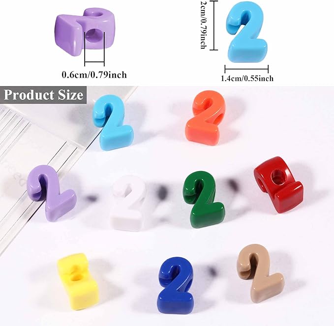 40 PCS Number Beads 3D Focal Bead Acrylic Loose for Jewelry Making Bracelet Necklaces Keychain Phone Bag Chain Key Chains (Mixed Color 2)