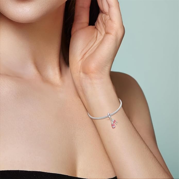 HONGRUI 925 Sterling Silver Charm for Bracelets Necklace Fashion Heart Bow Flower Family Butterfly Pendant Bead Charm for Women Festival jewelry gifts