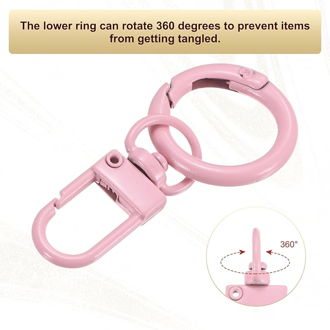 30-Pack Lobster Claw Clasp, Zinc Alloy Swivel Trigger Snaps Spring Clasps Hooks for Keychain Buckle/Lanyard/Straps/Purse, Spring Clasps Clips [Light Pink]