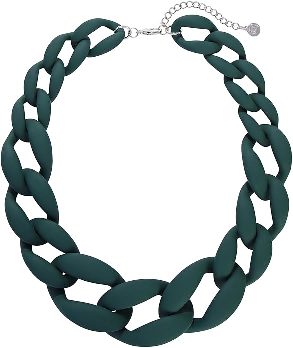 Firstmeet Chunky Acrylic Necklace Smooth Chain Link Cool Statement Choker Cuban Style Jewelry Gift for Women