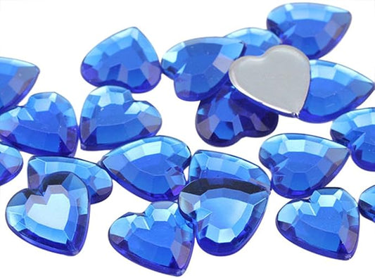 Allstarco 25mm Blue Sapphire A09 Flat Back Heart Acrylic Rhinestones 1 Inch Costume Plastic Gems Cosplay Jewels for Valentine's Party - 18 Pieces