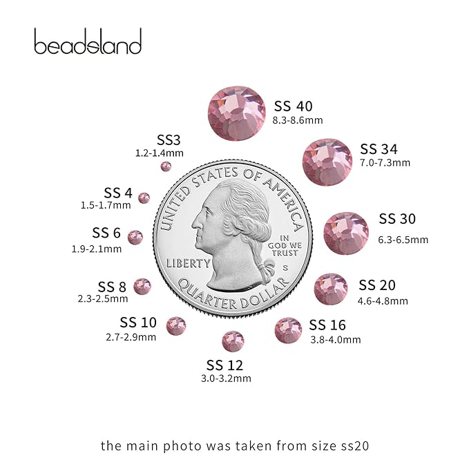 Beadsland Flat Back Crystal Rhinestones Round Gems for Nail Art and Craft Glue Fix, Light Purple, 6.3-6.5mm, SS30/288pcs