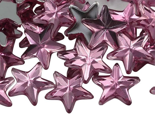 Allstarco Star Rhinestones Embelishments 15mm Flat Back Acrylic Plastic Gems for Jewelry, Crafts, Costumes, Invitations, Cosplay - 35 Pieces (Pink Rose Lite .RS72)