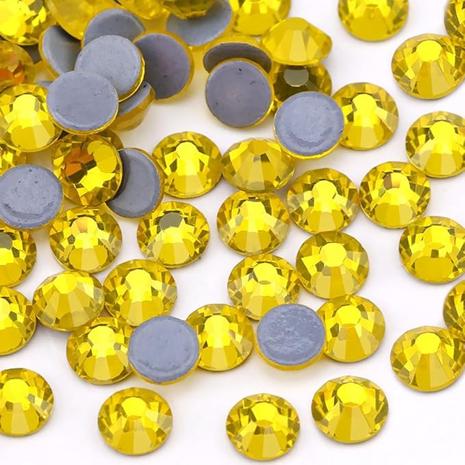 2880pcs Hotfix Rhinestones Flatback Crystal Rhinestones for Crafts Crafting Clothes Shoes DIY Decorations, 2.4mm SS8, Lemon Yellow