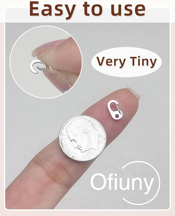 10Pcs Oval Clasp Carabiner Necklace Clasps and Closures, Spring Ring Clasp Pearl Necklace Enhancer Connector for Jewelry Bracelet Making