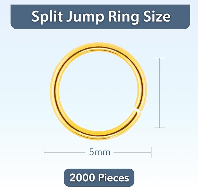 Mandala Crafts Assorted Gold Color Jump Rings Jewelry Findings Metal O Rings for Jewelry Making Supplies - 2000 5mm Small Open Jump Rings Kit for Necklace Earring
