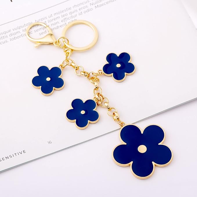 Women's Flower Bag Charms Enameled Keychain Purse Accessories