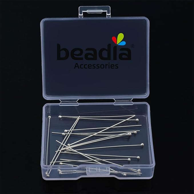 925 Sterling Silver Ball Head Pins 0.5x40mm 20pcs for Jewelry Making Findings