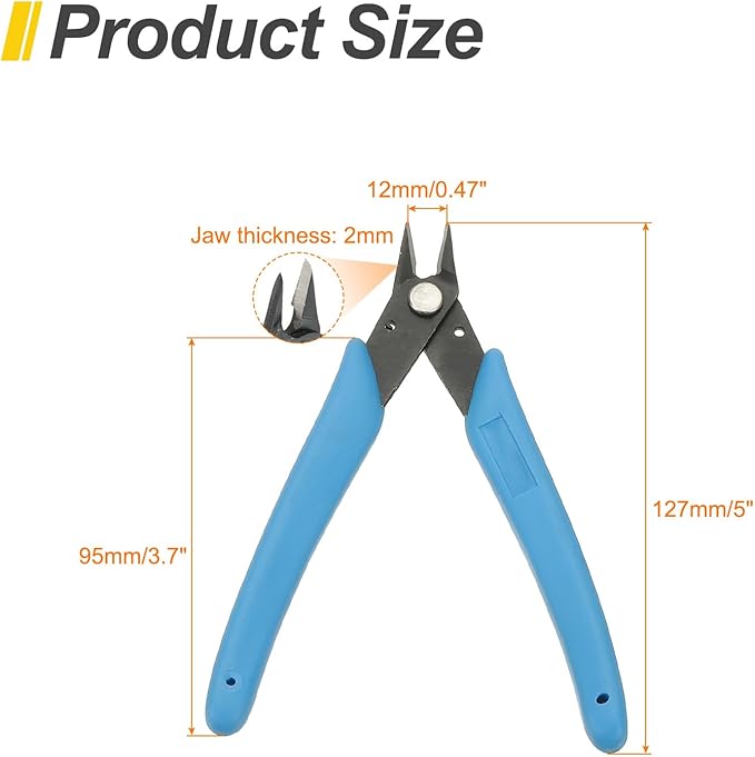 HARFINGTON 2pcs 5" Flush Cut Pliers Small Precision Wire Cutter Side Cutter Diagonal Cutting Pliers for Jewelry Model Electronic 3D Print, Light Blue