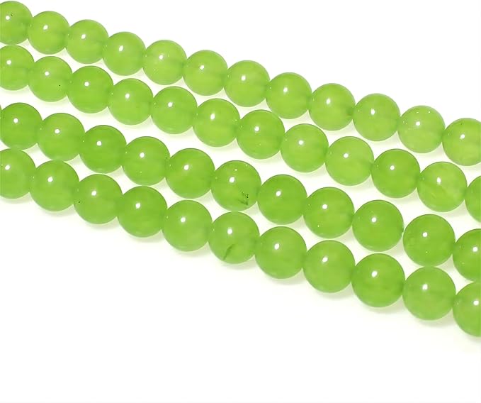 MJDCB Stone Beads 12mm 30pcs Round Fruit Green Jade Loose Gemstone Bead Charms for Jewelry Making Bracelet Necklace Earring Pendant