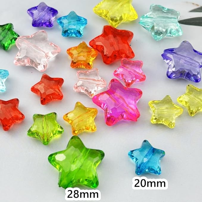 50pcs Acrylic Crystal Star Beads 20mm Star Shape Faceted Beads for Jewelry Making Bracelet Necklace Key Chains DIY Crafts(Watermelon Red)