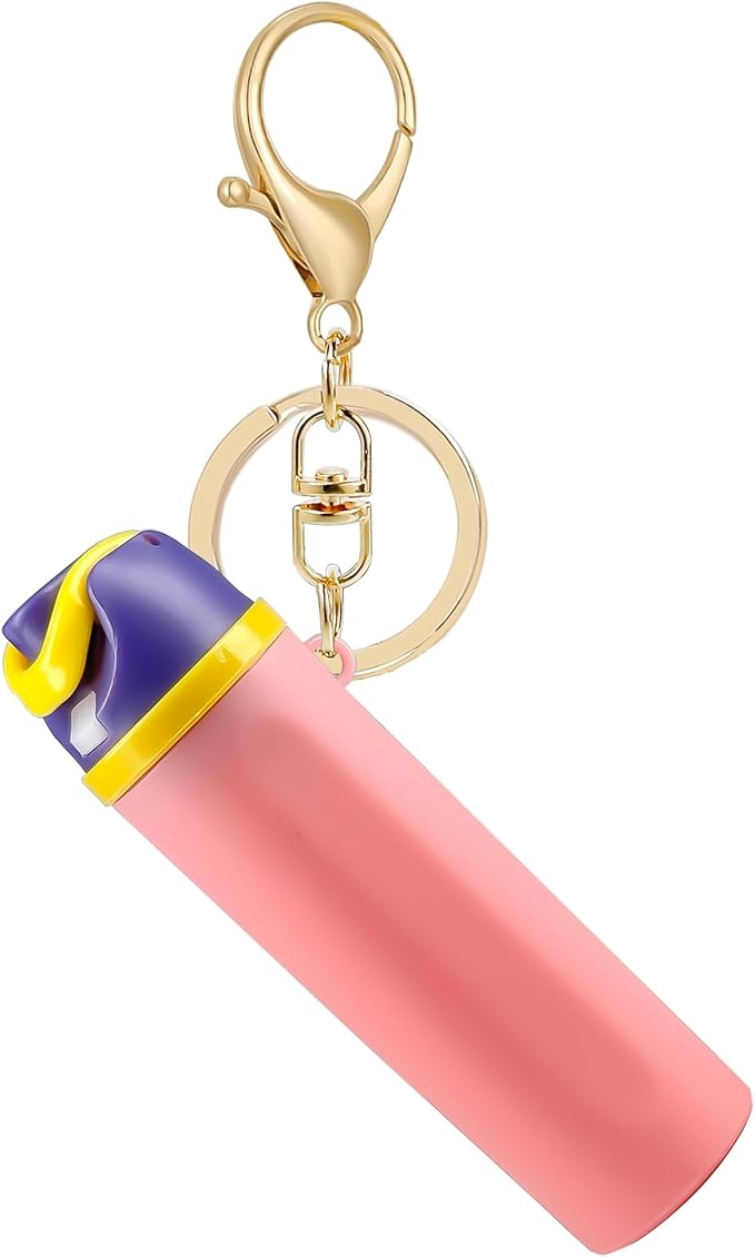 Mini Trendy Bottle Keychain Accessories Compatible with Owala Water Cute Tumbler Cup Chapstick Lip Balm Holder Charms