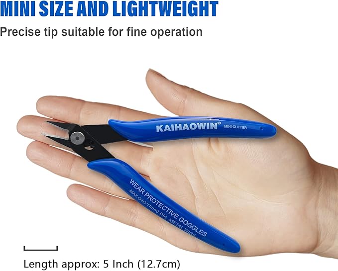 Small Wire Cutters 10 Pack- KAIHAOWIN 170 Wire Flush Cutters Wire Clippers Nippers Clean Cut Pliers Side Cutter Diagonal Cutting Pliers for Electronic Floral Heating Wire Model Sprue Soft Copper, Blue