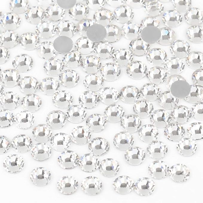 beadsland 288pcs Flat Back Crystal Rhinestones Round Gems for Nail Art and Craft Glue Fix, Crystal (SS30(6.4-6.6mm))