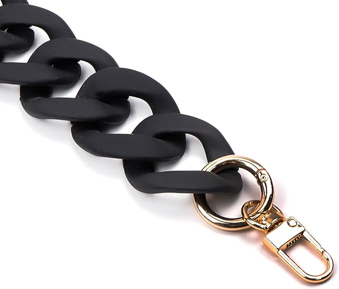 Flat Chain Strap 17.7"/45cm Shoulder Bag Strap Replacement Decorative DIY Purse & Handbag Strap Accessories, Matte Black