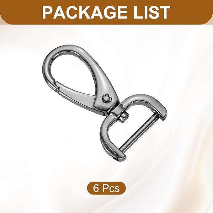 HARFINGTON 6pcs Detachable Snap Hook Swivel Clasp 3/4" (20mm) Zinc Alloy Lobster Claw Clasp for Keychain Lanyard Purse DIY Purse Strap, Gun Black