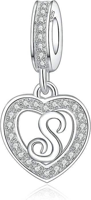 925 Sterling Silver Letter Charms A~Z Alphabet Charm Letter Beads fit Pandora European Bracelets fit Wife Mom Christmas Birthday Gift