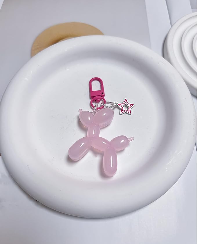 LAEKOU Star Balloon Dog Keychain for Women, Cute Y2K Key Chain Accessories, Aesthetic Charms for Bag Backpack