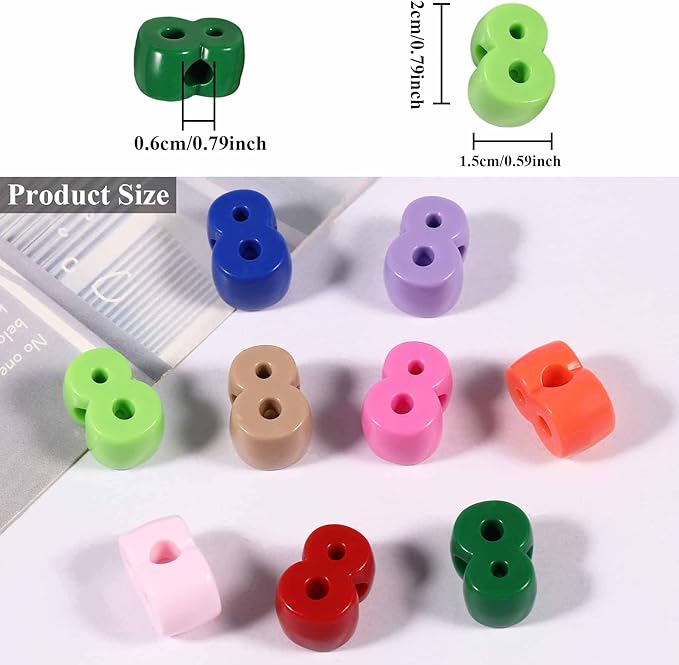 40 PCS Number Beads 3D Focal Bead Acrylic Loose for Jewelry Making Bracelet Necklaces Keychain Phone Bag Chain Key Chains (Mixed Color 8)