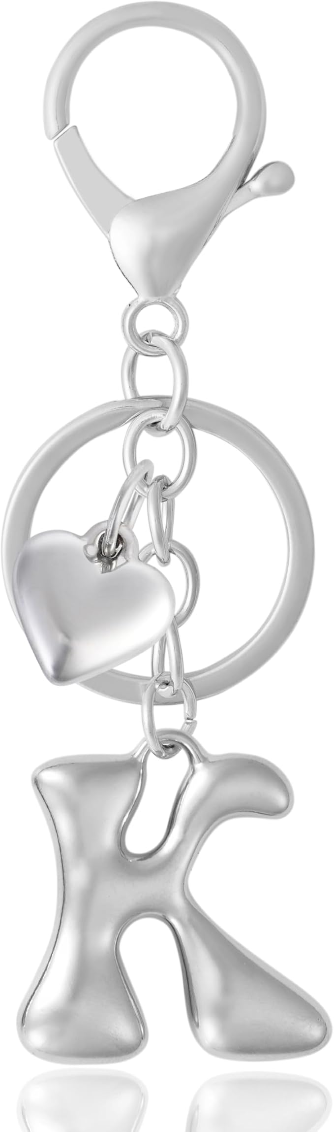 Heart Bubble Letter Keychain for Women, Girls - Cute Keychain with Initial - Alphabet Keychain for Bag Charm, Handbag