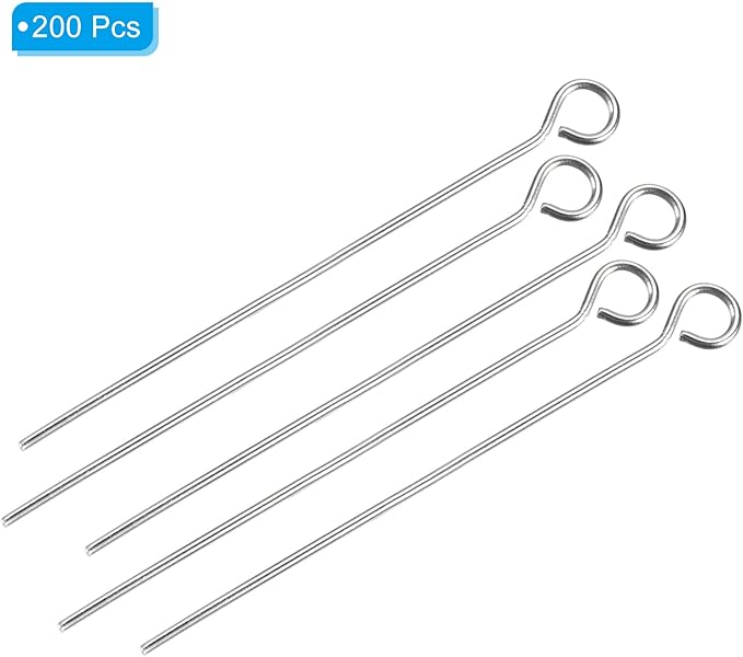 PATIKIL 200Pcs 304 Stainless Steel Jewelry Eye Pins 45mm 22 Gauge Silver Open Eye Pins for Jewelry Making DIY Craft Necklaces Bracelets Earrings