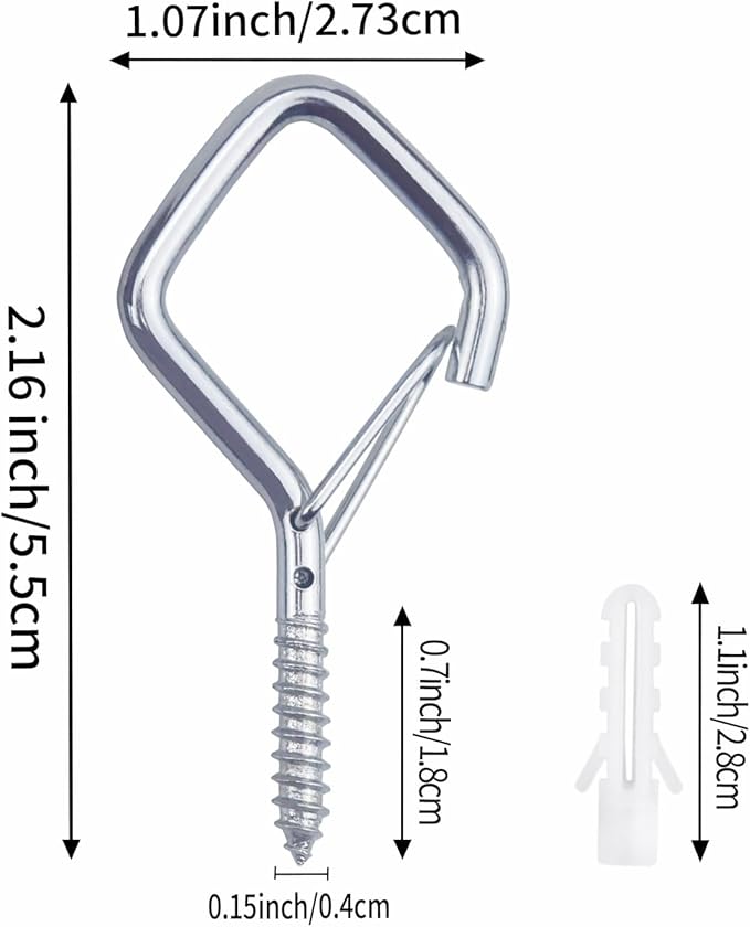 60 Pcs Silver Eye Hooks Screw Heavy Duty,Ceiling Hooks for Hanging Plants,String Lights,Cup,Wind Chime,Bird Feeders. Plant Hanger Indoor&Outdoor