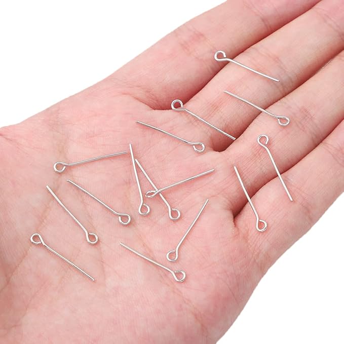 Platinum Plated Open Eye Pins Non Tarnish 20mm 200pcs for Jewelry Making Findings