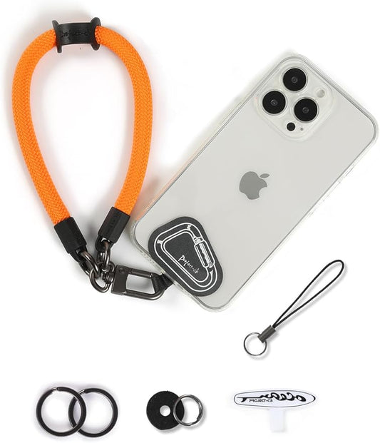 project-cb Hand Wrist Phone Strap,Phone Lanyard Patch ×2,Cell Phone Case Holder,Wristlet Strap for Key,AirPods,Camera (Orange, 12inch)