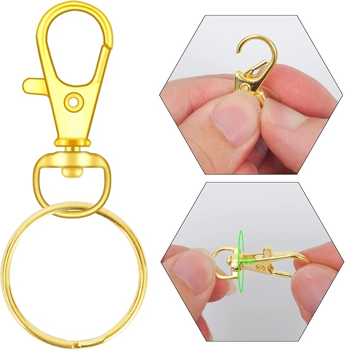100PCS Keychain Hooks with Key Rings.. Metal Swivel Lobster Claw Clasps, for Keychain Clip Lanyard, Jewelry Making, Crafts