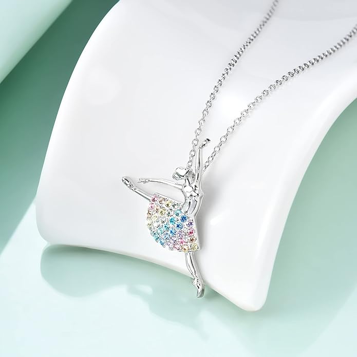 luomart Girls Necklace Ballerina Dance Recital Gifts for Women,Ballet Dancer Pendant Jewelry for Sister Mom Friends